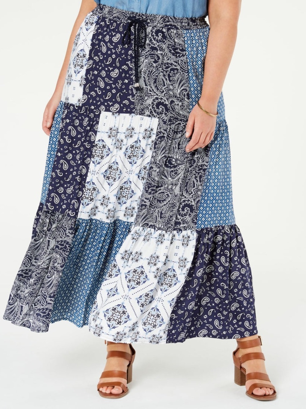 Patchwork Bandana Maxi Skirt